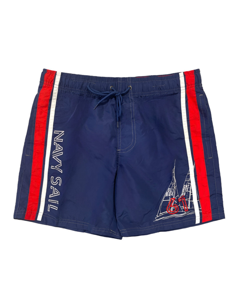 Βερμούδα ανδρικό μαγιό με κέντημα καράβι NAVY SAIL 
