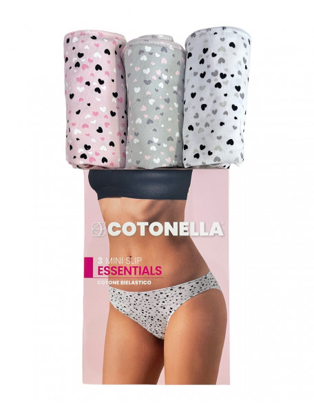 3-pack slip βαμβακερά με καρδιές COTONELLA