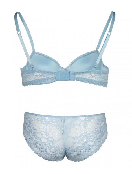 Σετ σουτιέν μπαλκονέ saten με slip δαντέλα LOVE AND BRA 
