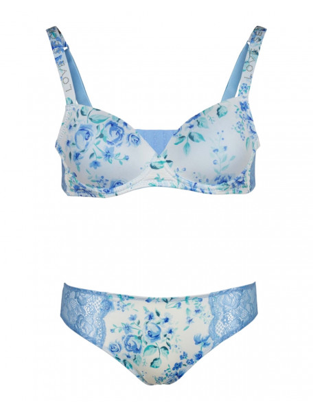 Σετ σουτιέν μπαλκονέ floral με slip δαντέλα LOVE AND BRA 
