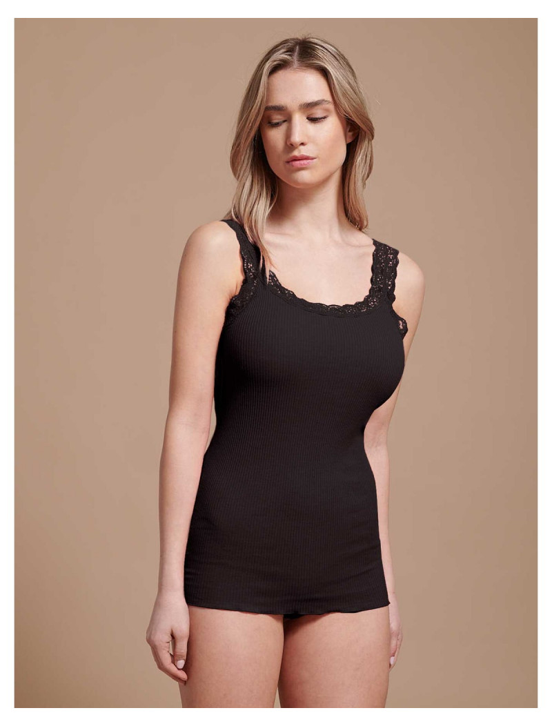 Φανελάκι βαμβακερό  ribbed δαντέλα BASIC COTTON