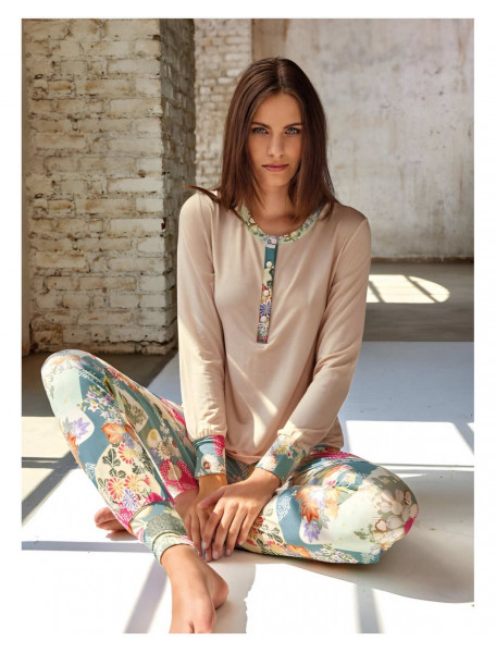 Πιτζάμα γυναικεία βισκόζ με floral print στο παντελόνι LORMAR FAN