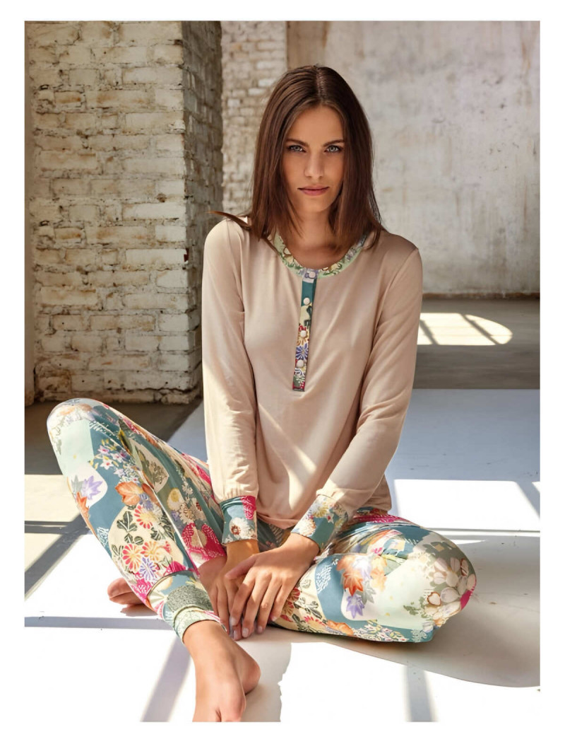 Πιτζάμα γυναικεία βισκόζ με floral print στο παντελόνι LORMAR FAN