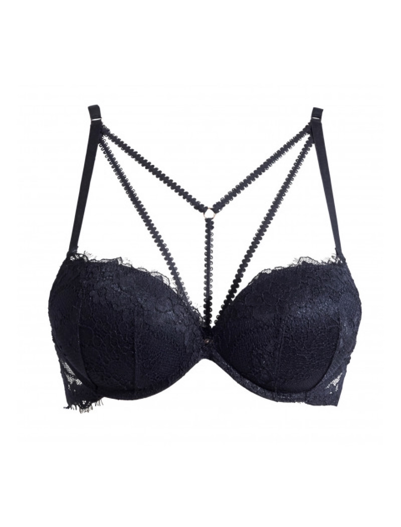Σουτιέν double extra push up με  δαντέλα χιαστί Lormar Diamond Collection DMN1622