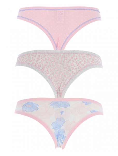 3-pack brazil slip βαμβακερά εμπριμέ σε ροζ αποχρώσεις  COTONELLA