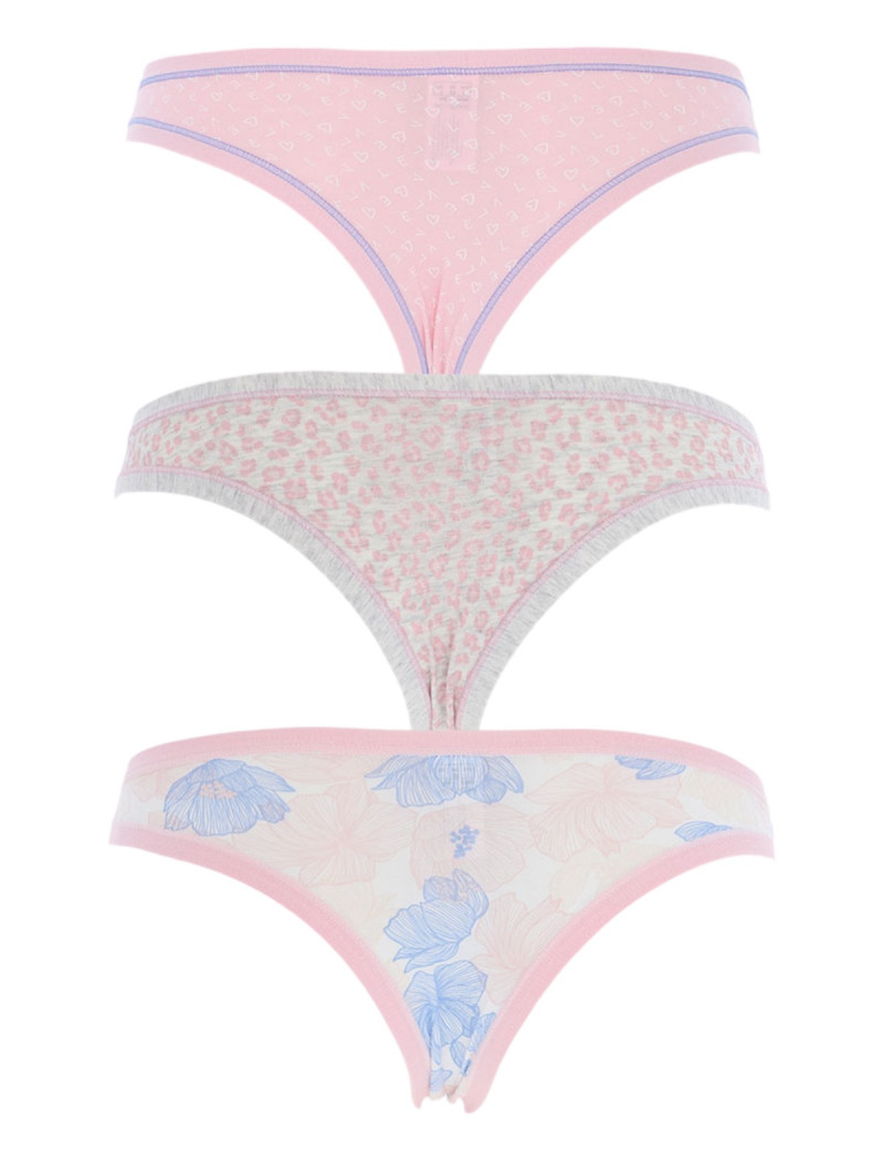 3-pack brazil slip βαμβακερά εμπριμέ σε ροζ αποχρώσεις  COTONELLA