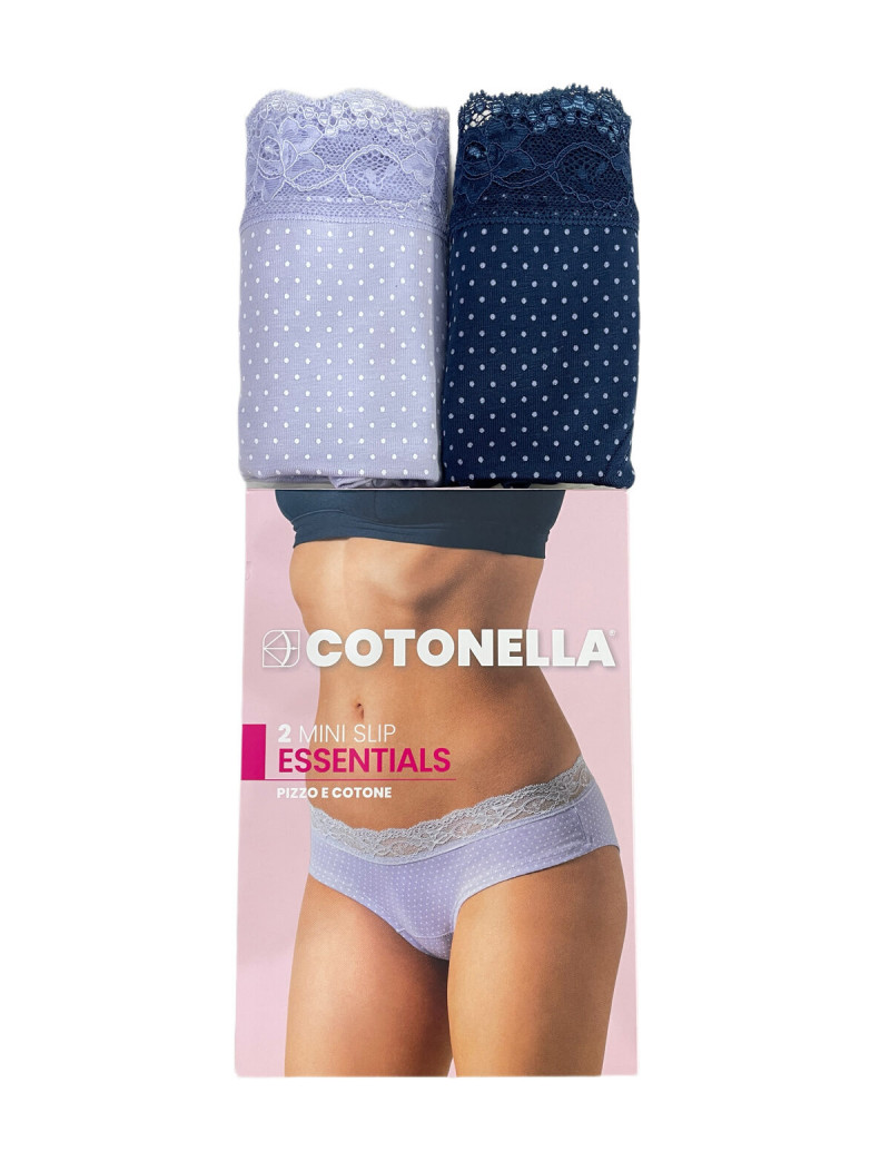 2-pack panty slip πουά με δαντέλα στο πάνω μέρος Cotonella
