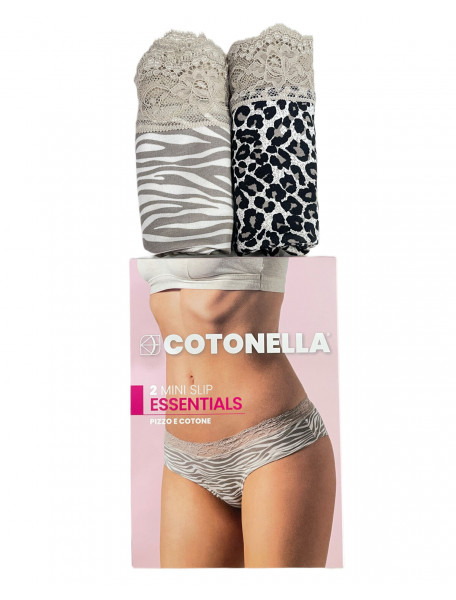 2-pack panty slip animal print  με δαντέλα στο πάνω μέρος Cotonella