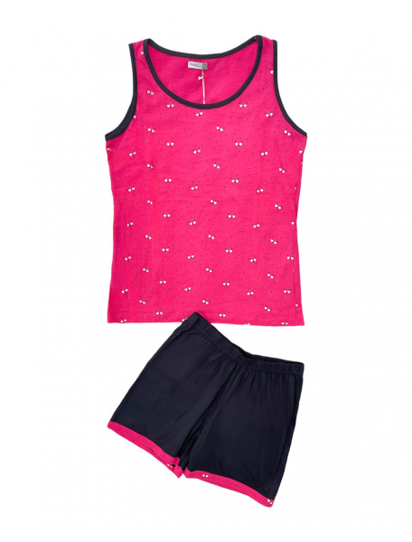 Γυναικεία πιτζάμα αμάνικη κοντό παντελόνι φούξια KARELPIU