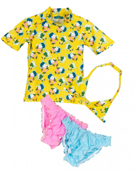 Μπλουζάκι ηλιοπροστασίας με bikini και 2 slip με χελωνάκια TORTUE 