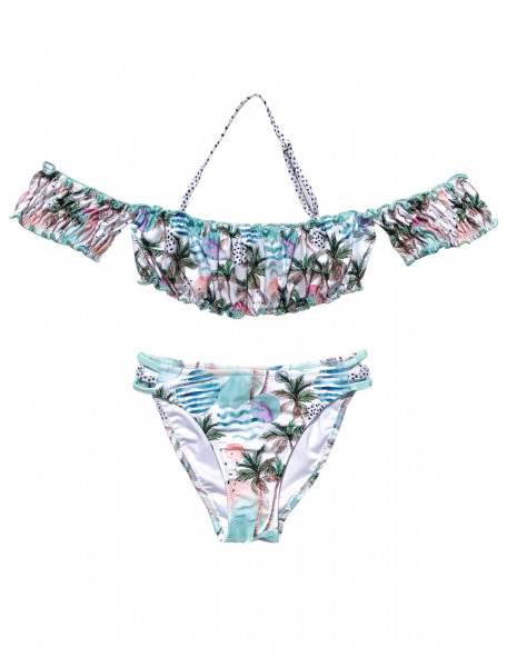 Bikini εφηβικό με μανίκια και φοίνικες  TORTUE 